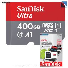 Карта памяти Sandisk microSDXC 400GB Ultra UHS-I с адаптером SD  SDSQUAR-400G-GN6MA