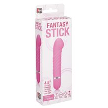 Dream Toys Розовый мини-вибратор с увеличенной головкой и рёбрами NEON FANTASY STICK PINK - 11 см. (розовый)