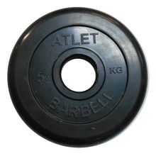 Диски обрезиненные, чёрного цвета, 51 мм, Atlet MB-AtletB50-5 (5 кг)
