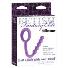 Pipedream Фиолетовое эрекционное кольцо Ball Cinch with Anal Bead с анальной цепочкой (фиолетовый)