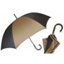 Pasotti - Зонт мужской двух цветный коричнево бежевый, трость, ручка дерево классика.