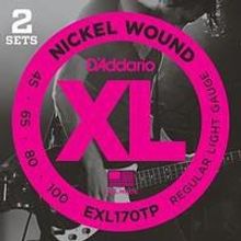 EXL170TP Nickel Wound Струны для бас-гитары, Light, 45-100, 2 комплекта, Long Scale, DAddario