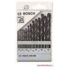 Bosch Набор свёрл по металлу Bosch HSS-R DIN 338 1,5-6,5 мм (13 шт.) (1609200201 , 1.609.200.201)