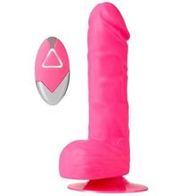 Dream Toys Розовый реалистик на присоске и с пультом ДУ PURRFECT SILICONE DELUXE REMOTE VIBE 7IN - 18 см.