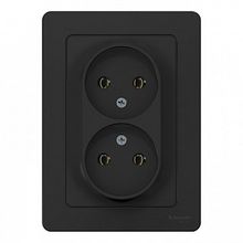 Розетка двухместная BLANCA, скрытый монтаж, антрацит |  код. BLNRS000026 |  Schneider Electric