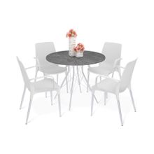 Слайн Обеденная группа SHT-DS200 мрамор премиум темный хром лак белый