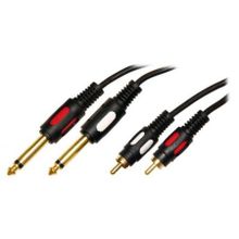 Кабель аудио 6.3 mono plug x 2 -> 2 RCA plug, 5 м, позолоченный, Premier (5-143)