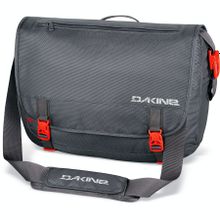 Большая мужская сумка-мессенджер для ноутбука 17" Dakine Messenger 23L Charcoal цвет серый с оранжевыми карабинами