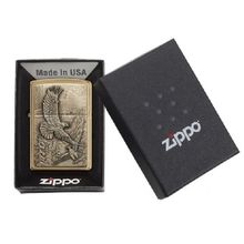 Зажигалка золотистая матовая Zippo Where Eagles Dare Emblem №20854 с покрытием Brushed Brass