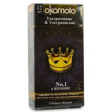 Okamoto Ультратонкие ультрамякие презервативы телесного цвета Okamoto Crown - 12 шт.