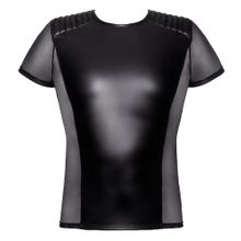 Эффектная футболка с сетчатыми рукавами (XXL   черный)