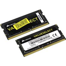 Модуль памяти Corsair Value Select    CMSO16GX4M2A2133C15    DDR4 SODIMM 16Gb KIT2*8Gb    PC4-17000    CL15 (for NoteBook)