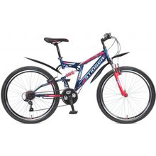 STINGER Highlander 150V (26" 18ск,аморт.вилка,тормVbr,Shimano TY10 TY21 Microshift)(26SFV.HIGH15.16BL6 Х72821-К, рама 16", синий красный)