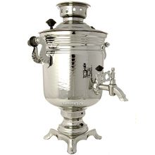 Электрический самовар 3 литра никелированный "Цилиндр" с автоматическим отключением при закипании, арт. 110339к