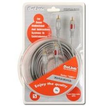 кабель DeLink Grey 2 RCA M - 2 RCA M, 3 м, 3659