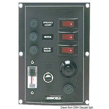 Osculati Vertical control panel w. 3 switches + horn, 14.103.35