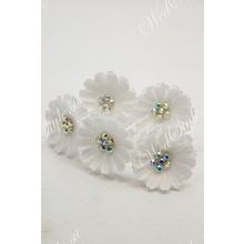 Тканевая шпилька для свадебной прически - белый цветок PIN217
