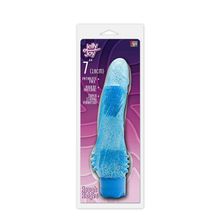 Dream Toys Голубой водонепроницаемый вибратор JELLY JOY ROUGH RIDGES MULTISPEED VIBE - 18 см. (голубой)