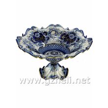 Фруктовница малая в золоте "Волнистая" . Гжельский фарфор. арт. 1180