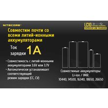 NiteCore Зарядное устройство для 1 Li-ion аккумулятора NiteCore LC10