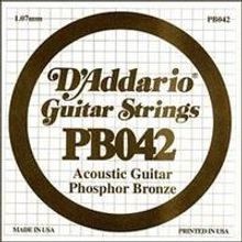 PB042 Phosphor Bronze Отдельная струна для акустической гитары, фосфорная бронза, .042, DAddario