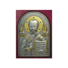 Икона святителя Николая Чудотворца (Угодника), ЮЗ (серебро 960*, золочение 750*) в рамке Классика со вставками