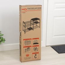 Подставка для обуви с сиденьем, 3 яруса, 89×30×48 см, цвет медный антик
