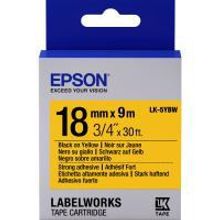 EPSON LK-5YBW картридж с лентой повышенной адгезии 18 мм, чёрный шрифт на желтом фоне