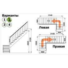 Лестница К-002М 2 Л 15 ступеней (h=3,12 м), сосна
