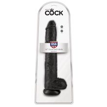 Чёрный фаллоимитатор-гигант 14  Cock with Balls - 37,5 см. Черный