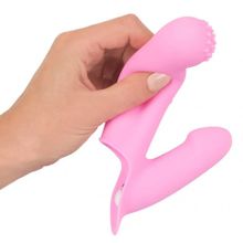 Нежно-розовая двойная вибронасадка на палец Vibrating Finger Extension - 17 см. (233776)