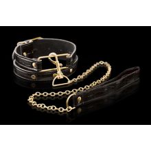 Pipedream Ошейник с поводком Collar   Leash (черный с золотистым)