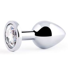 Anal Jewelry Plug Анальная пробка SILVER PLUG MEDIUM с прозрачным кристаллом - 8,2 см. (прозрачный)