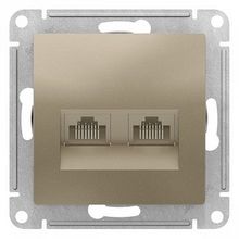 Розетка компьютерная 2xRJ45 Cat.5 ATLASDESIGN, шампань |  код. ATN000585 |  Schneider Electric