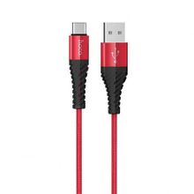 Кабель USB 3.1 Type C(m) - USB 2.0 Am - 1.0 м, красный, тканевая оплетка, Hoco X38 Cool