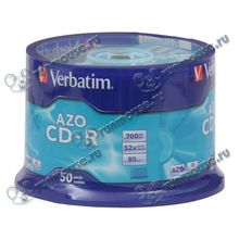 Диск CD-R 700МБ 52x Verbatim "43343", пласт.коробка, на шпинделе (50шт. уп.) [48917]