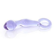 Sexus Нежно-фиолетовый стеклянный фаллоимитатор с ручкой-кольцом - 12 см. (фиолетовый)