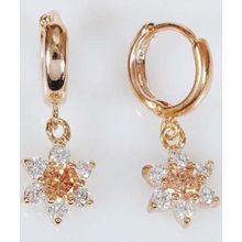 Серьги с фианитом шампань "Цветок висячий"