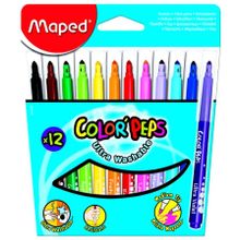 Фломастеры COLORPEPS 3,6 мм смываемые упаковка 12 цветов MAPED