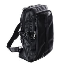 Рюкзак подростковый, 34x26x15см, 2 отделения, задний потайной карман, иск.кожа, черный, дизайн 1 Черный