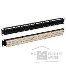 Hyperline PP3-19-24-8P8C-C6-110D Патч-панель 19", 1U, 24 порта RJ-45, категория 6, Dual IDC, ROHS, цвет черный задний кабельный организатор в комплекте