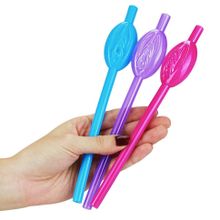 Набор разноцветных трубочек для напитков в виде вагины Pussy Straws - 9 шт. (240897)