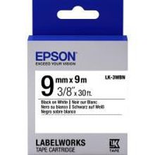 EPSON LK-3WBN картридж с лентой 9 мм, чёрный шрифт на белом фоне