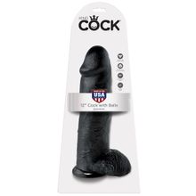 Pipedream Чёрный фаллоимитатор-гигант 12  Cock with Balls - 30,5 см. (черный)