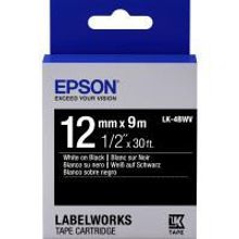 EPSON LK-4BWV картридж с яркой лентой 12 мм, белый шрифт на чёрном фоне