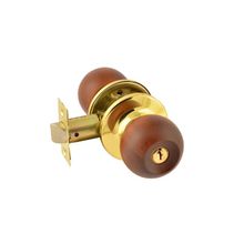 Ручка защелка (кноб) дверная круглая НОРА-М (тем.дерево) ЗШ-01 ключ фикс