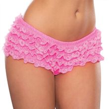 Hustler Lingerie Помпезные шортики с рюшами (S-M-L   черный с розовым)