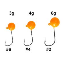 Джиг-головка вольфрамовая, оранжевая, крючок №6, 4.0г, 3шт. GRFish