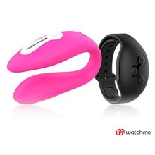 DreamLove Розовый вибратор для пар с черным пультом-часами Weatwatch Dual Pleasure Vibe (розовый)