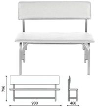 Банкетка со спинкой Астрид, 980х460х796 мм, каркас светло-серый, кожзам светло-серый